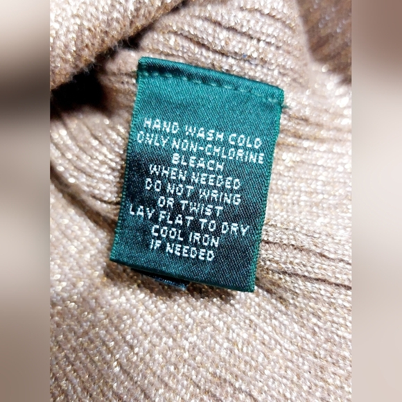 ⭐️3/$15 Lauren Ralph Lauren green label metallic gold holiday sweater shirt  Med - Picture 5 of 7